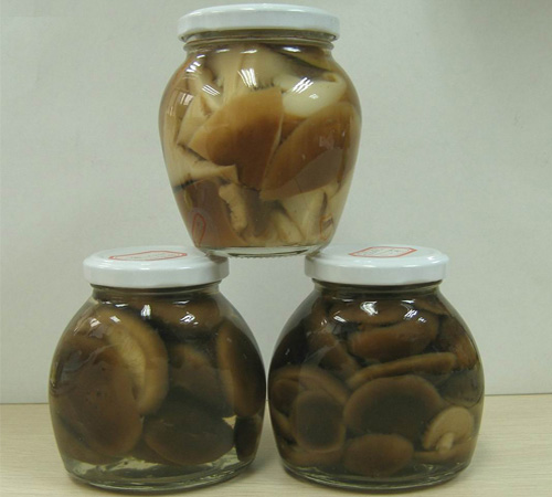 marinated shiitake mushroom in glass jar
